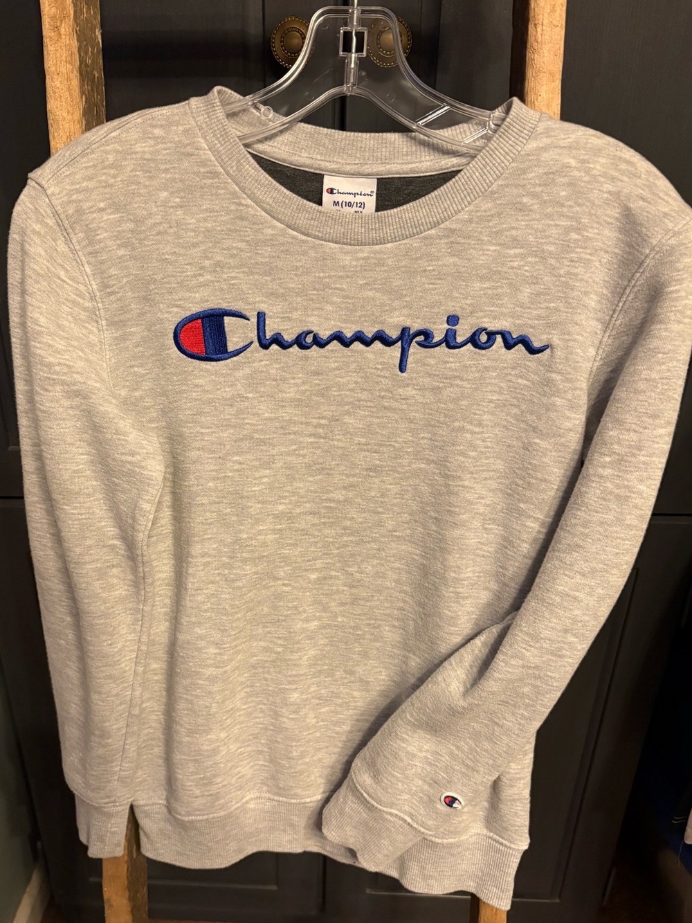 Champion Kids' Gray Crewneck Sweatshirt with Script Logo